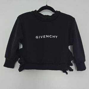 Givenchy Kids Black Sweatshirt with Ruffles On Sides, Size 2-3y